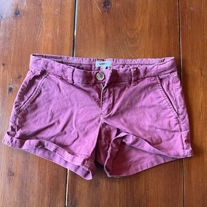 Red cargo shorts garage